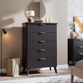 GustoWave 47.2 in Tall Chest of Drawers,Fluted Dresser for Bedroom with 5 Deep Drawers,Curved Profile Design, Modern Wooden Dresser