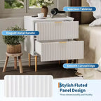 1 comodino moderno scanalato con stazione di ricarica e 2 cassetti, comodino oro e legno, tavolino piccolo con porte USB e prese per la camera da letto