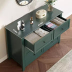 Cassettiera Verde a 6 Cassetti per Camera da Letto, Cassettiera Grande con Cassetti Profondi e Maniglie in Metallo