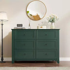 Cassettiera Verde a 6 Cassetti per Camera da Letto, Cassettiera Grande con Cassetti Profondi e Maniglie in Metallo