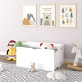 Whisen Kids Toy Storage Organizer with Rolling Drawer, Modern Wooden Toy Chest with Wheels, Large Pull-Out Bin - White