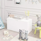 Organizzatore porta giocattoli per bambini con cassetto scorrevole, Baule giocattoli in legno moderno con ruote, Grande contenitore estraibile - Bianco