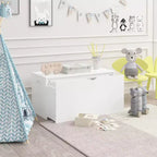 Organizzatore porta giocattoli per bambini con cassetto scorrevole, Baule giocattoli in legno moderno con ruote, Grande contenitore estraibile - Bianco