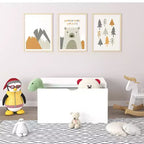Organizzatore porta giocattoli per bambini con cassetto scorrevole, Baule giocattoli in legno moderno con ruote, Grande contenitore estraibile - Bianco