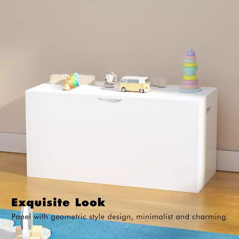 Organizzatore porta giocattoli per bambini con cassetto scorrevole, Baule giocattoli in legno moderno con ruote, Grande contenitore estraibile - Bianco