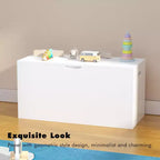 Organizzatore porta giocattoli per bambini con cassetto scorrevole, Baule giocattoli in legno moderno con ruote, Grande contenitore estraibile - Bianco
