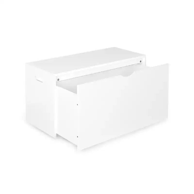 Organizzatore porta giocattoli per bambini con cassetto scorrevole, Baule giocattoli in legno moderno con ruote, Grande contenitore estraibile - Bianco