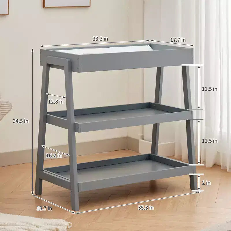 Fasciatoio Portatile con Materassino, 2 Ripiani Portaoggetti, Stazione per il Cambio del Pannolino per Neonati e Bambini, Design Compatto e Conveniente