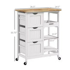 Carrello da Cucina Moderno con Isola e Piano in Legno | 3 Cassetti e 3 Ripiani