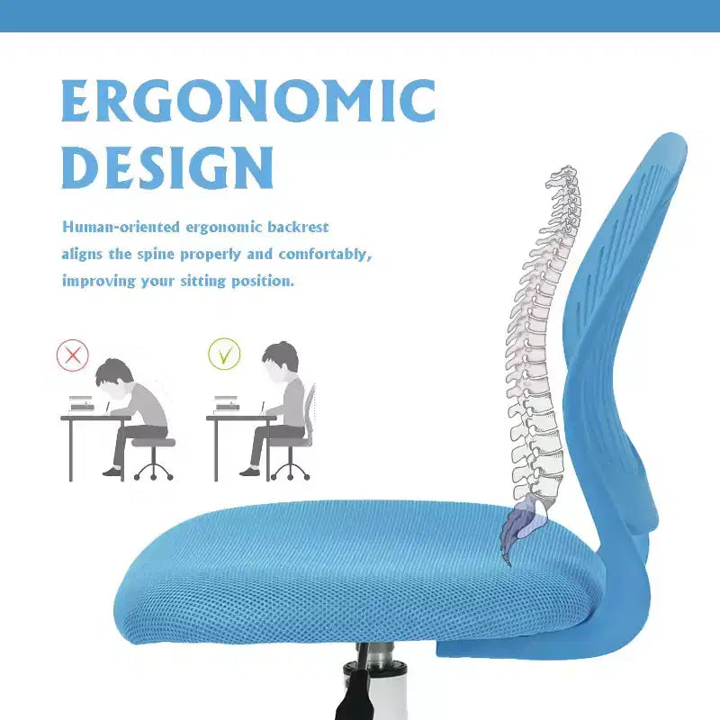 Sedia da ufficio ergonomica con schienale in PP e base in metallo | Altezza regolabile | Blu