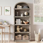 Acekool 5 Shelf Arched Bookcase with Metal Corner Protection, Tall Display Rack for Living Room, Bedroom