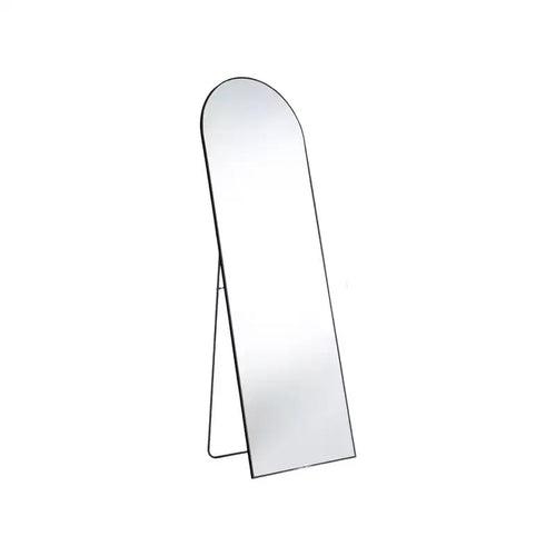 HomeRoots 63 Black Metal Arch Freestanding and Wall Mount Framed Full Length Mirror