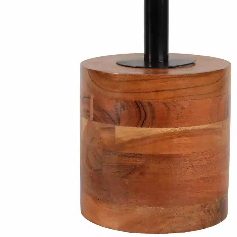 Tavolino d'appoggio Modern Accent con struttura in legno e piano in metallo - Design rotondo e contemporaneo che unisce calore e stile per l'arredamento della casa - Marrone