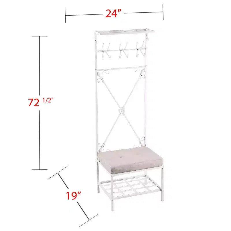 Panca da Ingresso Autoportante 72,5" con 12 Ganci e Scarpiera