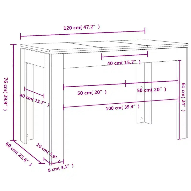 Tavolo da Pranzo Moderno Minimalista in Rovere per 4 | Legno Ingegnerizzato, Base a C