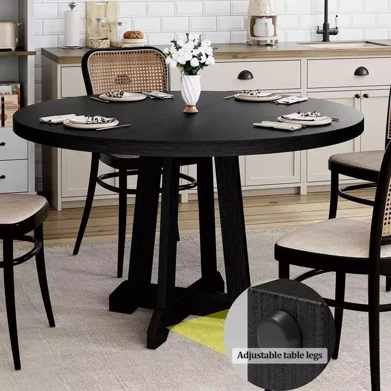 Tavolo da pranzo rotondo, Tavolo da pranzo da 4 a 6 posti, Tavolo da pranzo circolare con gambe robuste, per sala da pranzo, cucina