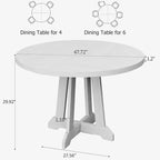 Tavolo da pranzo rotondo, Tavolo da pranzo da 4 a 6 posti, Tavolo da pranzo circolare con gambe robuste, per sala da pranzo, cucina