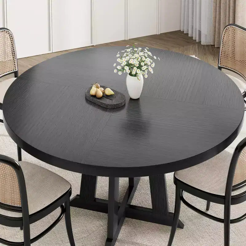 Tavolo da pranzo rotondo, Tavolo da pranzo da 4 a 6 posti, Tavolo da pranzo circolare con gambe robuste, per sala da pranzo, cucina