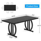 Tavolo da pranzo rettangolare da 160 cm per 6 persone | Piano in MDF nero e struttura in metallo