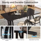 Tavolo da pranzo rettangolare da 160 cm per 6 persone | Piano in MDF nero e struttura in metallo