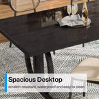 Tavolo da pranzo rettangolare da 160 cm per 6 persone | Piano in MDF nero e struttura in metallo