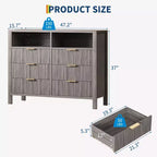Cassettiera con scanalature, Motivo ondulato, Sei cassetti, Due spazi vuoti, Materiale in MDF resistente,