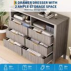 Cassettiera con scanalature, Motivo ondulato, Sei cassetti, Due spazi vuoti, Materiale in MDF resistente,