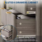 Cassettiera con scanalature, Motivo ondulato, Sei cassetti, Due spazi vuoti, Materiale in MDF resistente,