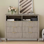 Cassettiera con scanalature, Motivo ondulato, Sei cassetti, Due spazi vuoti, Materiale in MDF resistente,