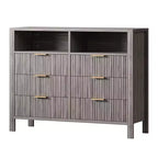 Cassettiera con scanalature, Motivo ondulato, Sei cassetti, Due spazi vuoti, Materiale in MDF resistente,