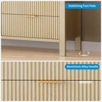 Cassettiera con scanalature, Motivo ondulato, Sei cassetti, Due spazi vuoti, Materiale in MDF resistente,