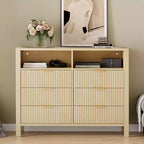 Cassettiera con scanalature, Motivo ondulato, Sei cassetti, Due spazi vuoti, Materiale in MDF resistente,