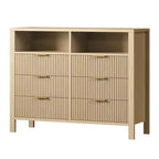 Cassettiera con scanalature, Motivo ondulato, Sei cassetti, Due spazi vuoti, Materiale in MDF resistente,