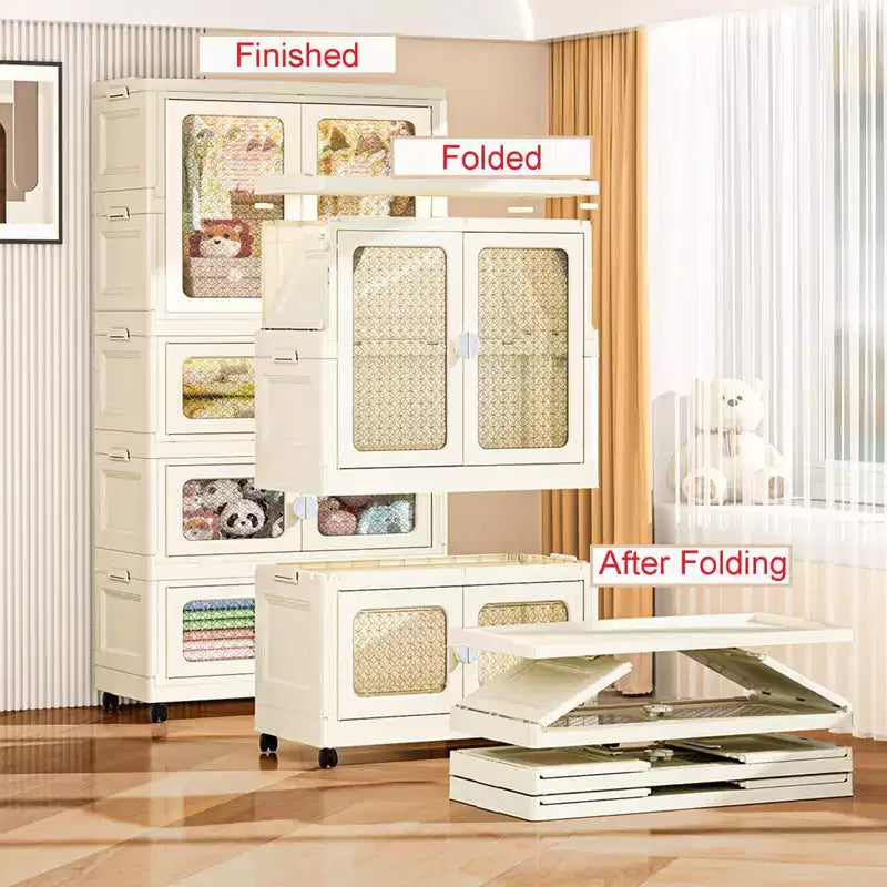 Mobile contenitore in plastica extra-large con coperchio e sportello trasparente, adatto per camere da letto, soggiorni, uffici e garage.