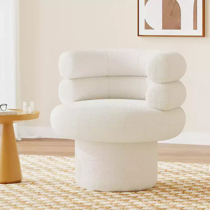 Poltrona Girevole Girevole a Botte a 360 Gradi con Rivestimento in Pile Teddy