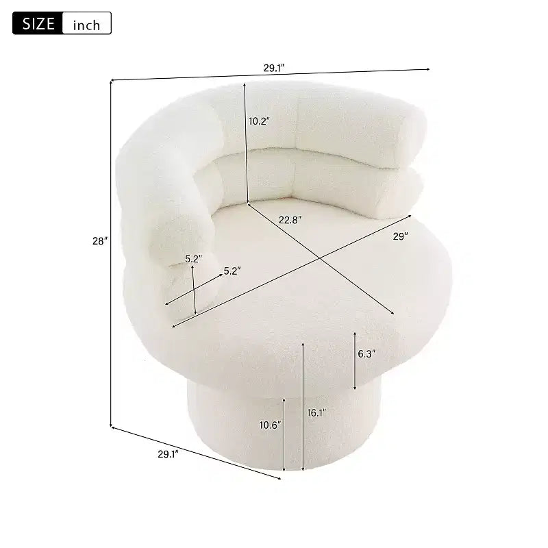 Poltrona Girevole Girevole a Botte a 360 Gradi con Rivestimento in Pile Teddy
