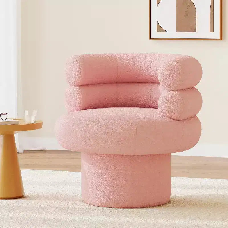 Poltrona Girevole Girevole a Botte a 360 Gradi con Rivestimento in Pile Teddy