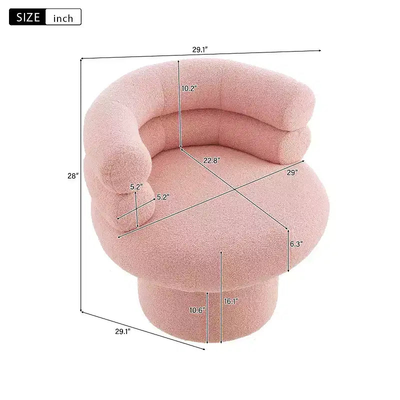 Poltrona Girevole Girevole a Botte a 360 Gradi con Rivestimento in Pile Teddy