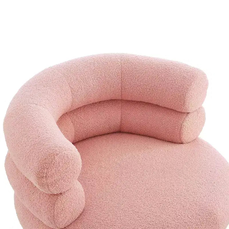 Poltrona Girevole Girevole a Botte a 360 Gradi con Rivestimento in Pile Teddy