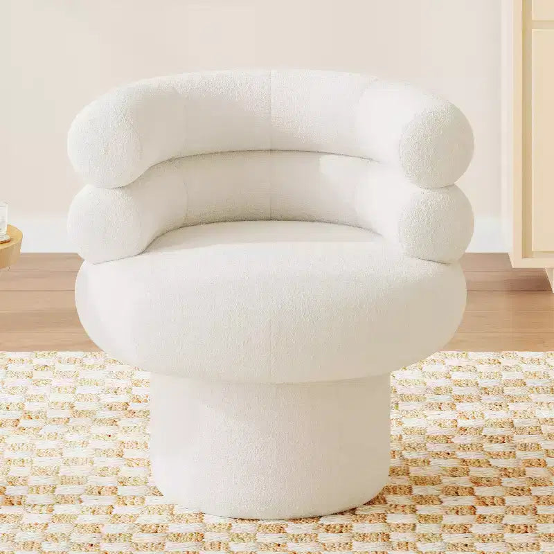 Poltrona Girevole Girevole a Botte a 360 Gradi con Rivestimento in Pile Teddy