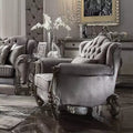 Versailles Club Chair with 1 Pillow Velvet/Antique Platinum Finish - Acme Furniture