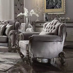 Versailles Club Chair with 1 Pillow Velvet/Antique Platinum Finish - Acme Furniture