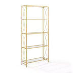 76" Helena Etagere Gold - Crosley: Sturdy Steel Frame, Curved Accents, 4 Clear Glass Shelves