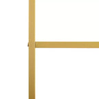 Libreria Etagere da 193 cm in acciaio color oro con 4 ripiani in vetro temperato trasparente
