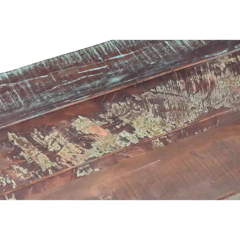 Tavolino Rustico Quadrato | Top in Legno Massello di Recupero e Struttura in Ferro | Nessun Montaggio Richiesto