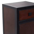 Mobiletto contenitore contemporaneo in legno piccolo, marrone scuro | 1 cassetto e anta