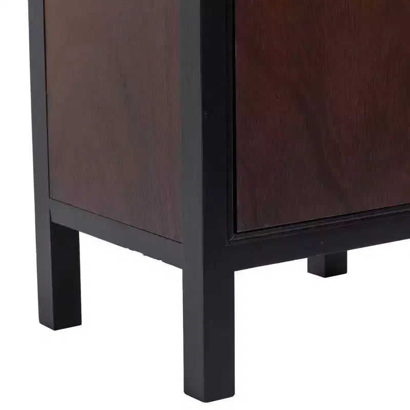 Mobiletto contenitore contemporaneo in legno piccolo, marrone scuro | 1 cassetto e anta