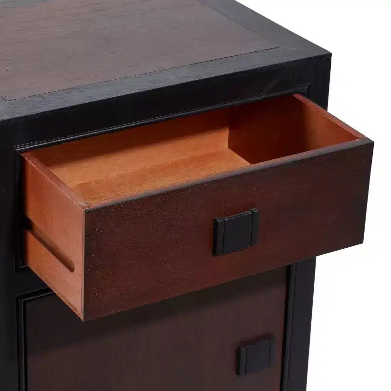 Mobiletto contenitore contemporaneo in legno piccolo, marrone scuro | 1 cassetto e anta