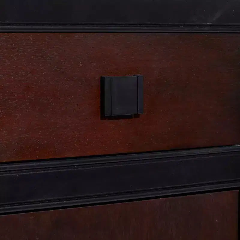 Mobiletto contenitore contemporaneo in legno piccolo, marrone scuro | 1 cassetto e anta