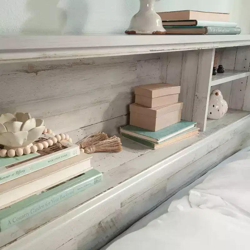 Testiera letto matrimoniale/queen-size con contenitore integrato | Finitura laminata in MDF effetto legno
